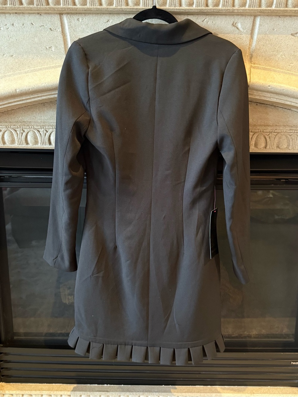 bebe Black Ruffle-Front Long Blazer - Picture 4 of 4